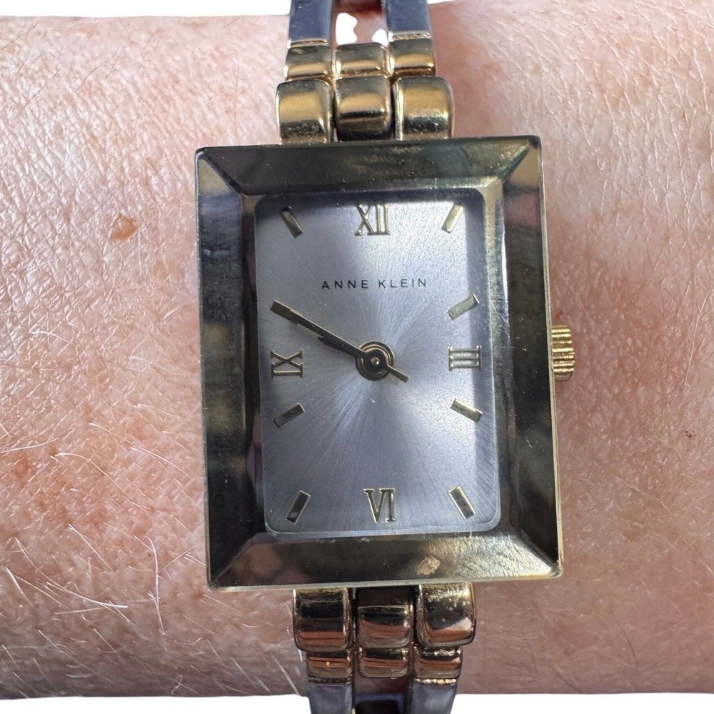 Anne Klein Womens Two Tone Rectangular Silver Dial Link Bracelet Watch‎ 10/4899